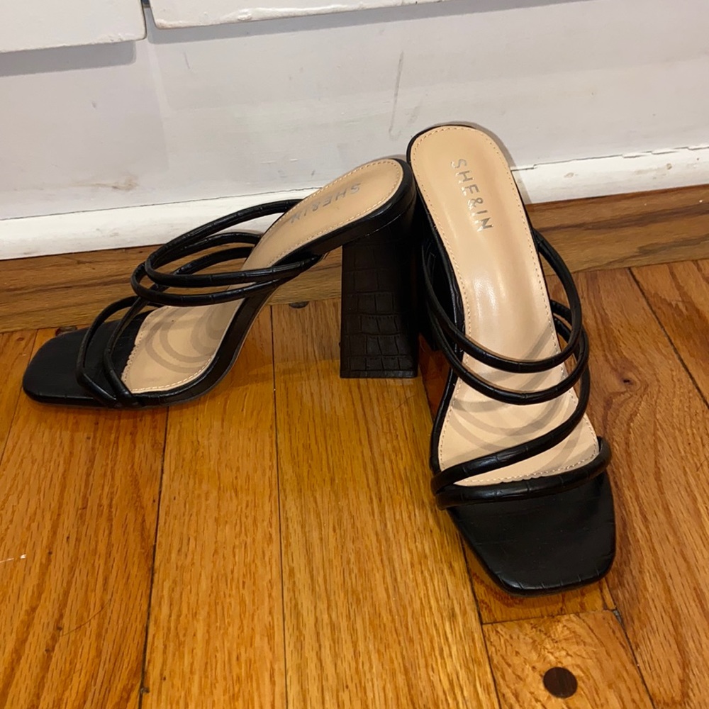 Strappy black heels